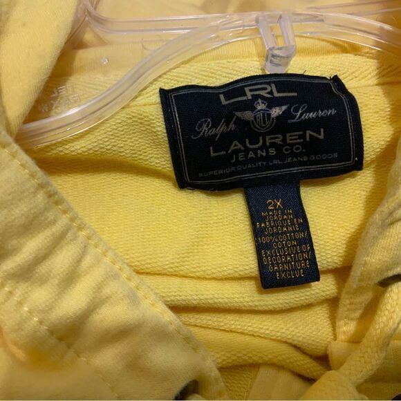 Vintage Ralph Lauren Embroidered Canary Yellow Button Up Hoodie Jacket Size 2XL - Picture 5 of 8